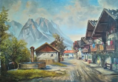 Vintage Oil Painting of Garmish by Schmid